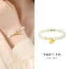 Min Joyería Cantonesa Plata Esterlina S925 Pulsera Lirio de los Valles para Mujer Nuevo Estilo Chino Nicho de Lujo Ligero Pulsera Jade Hetian de Alta Gama