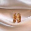 Aretes de Aro Completamente Diamantados Dorados para Mujer, Estilo de Lujo de Alta Gama, Aretes Elegantes, Accesorios para Orejas de Año Nuevo, Aretes de Aro para Rostros Cuadrados y Redondos