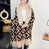 Outono e inverno roupas femininas Comércio Exterior Novo xale solto Cabo bidirecional exterior vestir casaco longo estilo ocidental camisola de malha para as mulheres