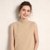 Otoño e Invierno medio cuello alto cachemira chaleco de punto para mujer camiseta interior chaleco para exterior lana tirantes top sin mangas