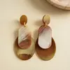 Pendientes ovalados geométricos de acrílico degradado retro europeos y americanos, pendientes vintage de alta gama transfronterizos, pendientes sencillos para mujer