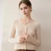 Suéter Cardigan de Cashmere Outono e Inverno Novo Estilo Versátil Manga Longa Outono e Inverno Tricô Lã Suéter Roupa Externa Feminina Fashionável Engrossado