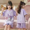 Pijama Infantil 2026 para Niñas, Estilo Delgado de Manga Corta tipo Algodón de Verano, Conjunto de Ropa de Casa de Capibara para Niños Mayores