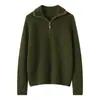 26 Nuevo Patrón Otoño/Invierno Cachemir Grueso Cálido Media Cremallera Jersey Suéter de Punto para Mujer Camiseta Base