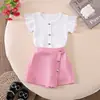 Conjunto de Roupa de Verão para Meninas, Roupas Infantis Estilosas, Conjunto de Verão Casual de Duas Peças com Manga Curta da Moda para Bebês