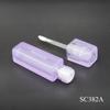Tubo cuadrado de 3ml 5ml para color de labios de pared gruesa, plástico púrpura semitransparente, maquillaje, brillo labial, paquete de tubo vacío, venta al por mayor