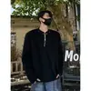 Sudadera de peso pesado para hombre con media cremallera, diseño de nicho estilo americano otoñal con hombros acolchados, top elegante y relajado de manga larga