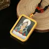 Collar Thangka Joyería Decoración Unisex Metal Al por Mayor Tradicional Nuevo Tíbet Dorado Patrón Pintado a Mano por un Lado