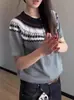 Camiseta de Manga Curta para Mulheres, Marca da Moda, Verão, Caimento Solto, Mangas 3/4, Novo Modelo 2026, Estilo Influenciador Digital, Top Simples Estampado