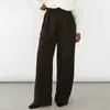 Tendencia de Moda Otoño 2026 Europea y Americana Transfronteriza Clásico Plisado Casual Cintura Alta Largo Traje de Color Sólido Pantalones de Pierna Ancha