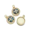 Artículos Populares Transfronterizos: Colgante Redondo Cruzado Chapado en Oro Cobre Ópalo Imitación Colección, Zirconia Microincrustada Accesorios para Collares DIY