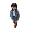 Conjunto de Mezclilla para Niñas Primavera y Otoño 2026 Nuevo Estilo Coreano Moda Chaqueta Cardigan de Mezclilla y Falda Corta de Mezclilla Conjunto de Dos Piezas