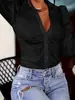 Camisa de manga larga plisada adelgazante transfronteriza europea y americana para mujer, versátil, resistente a las arrugas, formal, para ir al trabajo