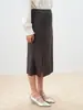 Shengdu26 Otoño Nuevo Diseño Gris Falda Cola de Pescado Cintura Alta Adelgazante Longitud Media Oficina Abertura Bodycon Falda
