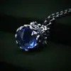 Set de Plata de Ley 925 Colgante Corona de Circonita Azul Marino Adornos Colgantes Estilo Retro Moda para Hombre y Mujer Venta al por Mayor