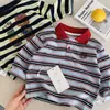 Camisa Polo Infantil 2026 Producto Nuevo de Otoño: Camiseta de Rayas para Niños y Niñas Jóvenes, Camiseta Base con Estampado de Oso de Moda, Moderna