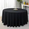 Mantel Redondo Liso para Hotel Poliéster Color Sólido Blanco y Negro Transfronterizo Restaurante Banquete Boda Mantel de Hotel 190g