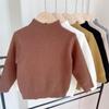 [en stock] Suéter de medio cuello alto para niños y niñas, camisa base de terciopelo de una pieza, camisa elástica para niños, nueva cálida para otoño e invierno