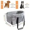 Asiento de Coche Portátil para Mascotas para Perros y Gatos Diseño Conveniente de Mano Tela de Poliéster Suave y Cómoda Correas Ajustables para Instalación Segura Ideal para la Consola Central del Coche Color Gris Claro