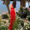 Puro deseo chica sexy cuello rojo camisola falda dos piezas para mujer 2025 primavera y verano nuevo hermoso traje falda