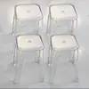 Taburete de Plástico Transparente Engrosado Apilable Hogareño Silla Gruesa para Mesa de Comedor Sala de Estar Acrílico Taburete Alto Taburete Redondo Pequeño Transfronterizo
