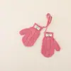 Luvas de tricô com trança para crianças sem dedos, com etiqueta em inglês, estilo coreano, para meninos e meninas, quentes para outono e inverno, com alça para o pescoço