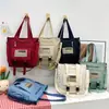 Mochila Escolar Sencilla Bolso de Lona Estilo Ropa de Trabajo para Mujer Bolso Cruzado Deportivo Gran Capacidad Bolso de Hombro para Niños Estudiante Mensajero de Clase