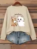 Sudadera Divertida con Estampado de Dos Gatos Discutiendo para Mujer Corte Holgado Ropa Casual de Calle para Otoño Ropa Hip Hop Jogger