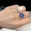 Nuevo Anillo de Gota de Flor Nomeolvides de Hw Huirui para Mujer, Anillo Versátil de Moda de Flor de Girasol y Margarita de Gama Alta