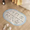 Alfombrilla absorbente de tierra de diatomeas dura de dibujos animados personalizada, alfombrilla de pie de secado rápido para baño, alfombrilla de pie antideslizante para entrada de baño y inodoro