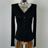 Corea del Sur Dongdaemun Producto Nuevo Embellece el Cuerpo ~ Cuello de Cisne Suave y Cómodo Muestra el Cuerpo Camiseta Cardigan