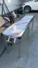 Mesa Plegable de Acero Inoxidable, Mesa Larga para Uso en Exteriores, Mesa Comercial Portátil para Mercados Nocturnos, Barbacoas y Montaje de Puestos, con Hueco Alto para Colocar Artículos