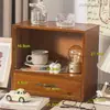 Estante de Almacenamiento, Gabinete de Madera para Artículos Varios de Escritorio con Dispensador de Pañuelos, Papelería, Lápiz Labial, Caja de Almacenamiento para Cosméticos, Caja de Almacenamiento de Escritorio de Madera Maciza