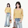 Cardigã Amarelo Fino Semi-Transparente Protetor Solar Tricô Manga Longa para Mulheres Verão 2026 Soltinho Emagrecedor Curto Versátil
