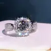 Sanjie wish Gran Venta Nuevo Estilo Anillo Cuadrado Princesa Incrustado Geometría Creativa Europea y Americana Anillo de Compromiso para Dama
