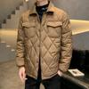 Casaco Casual Masculino de Inverno 2023 Solto Acolchoado em Algodão Acolchoado com Losangos Jaqueta Acolchoada de Algodão Espessa Inverno Japonês plus size Quente Algodão