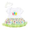 Vestido estampado de princesa para niñas, traje de tres piezas de manga corta de Pascua, estilo transfronterizo de verano
