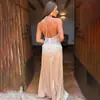 Comercio Exterior Europeo y Americano 2025 Verano Nuevo Elegante Escote en V Profundo Seda Satén Suave Vestido Largo con Costuras Cuello Cintura Vestido Sexy