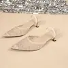 Sandálias Elegantes Versáteis Femininas Estilo Europeu e Americano Bico Fino com Tira no Tornozelo e Solas Macias, Novo Modelo Transfronteiriço, Salto Alto Fino, Atacado, Tamanhos Grandes