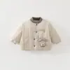 Xadrez Cachorrinho Roupas de Outono e Inverno para Crianças Casaco de Algodão Roupa Externa Bebê Adicionado Roupas de Algodão Bebê 0-2 Anos Menino de Algodão Jaqueta Espessada