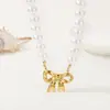 Pulsera de Acero de Titanio con Colgante de Corazón con Perlas, Cadena de Perlas Retro Francesa de Alta Gama, Hebilla Ot de Lazo, Estrella de Mar Festoneada, Diamante