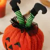 Adornos de Calabaza de Peluche de Halloween Transfronterizos, Decoraciones de Fiesta de Escritorio de Halloween, Adornos de Calabaza con Cara Sonriente de Bruja Invertida