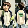 Camiseta Base Manga Larga Casual Bloques de Color para Niños Otoño Invierno Nuevo Térmica de Polar para Bebé Niño Cuello Redondo Ropa Interior Casual Superior