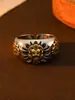 Anillo de estilo étnico de marea nacional transfronterizo, dos colores, personalidad dominante, divertido, demonio, zodiaco, retro, llave de dedo de alta gama