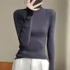 Outono/Inverno 2026 Estilo Coreano Tricô Feminino Gola Alta Manga Longa Camada Interna de Lã Suéter de Gola Alta Ajuste Slim Camada Base Suéter Fino