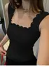 Nuevo top sin mangas de encaje con lazo y cuello cuadrado para mujer, nueva prenda exterior y capa interior de ajuste ceñido para primavera/verano