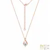 Collar de plata de ley S925 con moissanita completa, cadena para la clavícula con símbolo de infinito y corazón de moissanita, superventas transfronterizo de Amazon