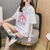 Marca de moda europeia Moda GradienT Cor Mid-lengTh ShorT-mangas T-shirT para Mulheres Verão Design Solto Meia - manga comprida Top
