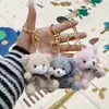 Urso de pelúcia fofo com gravata borboleta, pingente de brinquedo, nova chaveiro de ursinho de pelúcia, boneca, enfeites para mochila