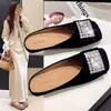 Mules de Moda Cerrados para Mujer, Novedad Primavera/Verano 2026 Versátiles Antideslizantes con Pedrería Cuadrados Planos